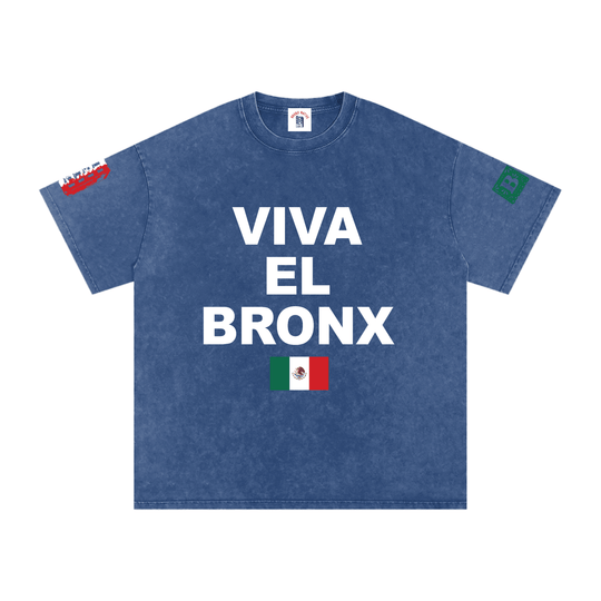 Viva El Bronx Snow Washed Oversized Cotton T-Shirt
