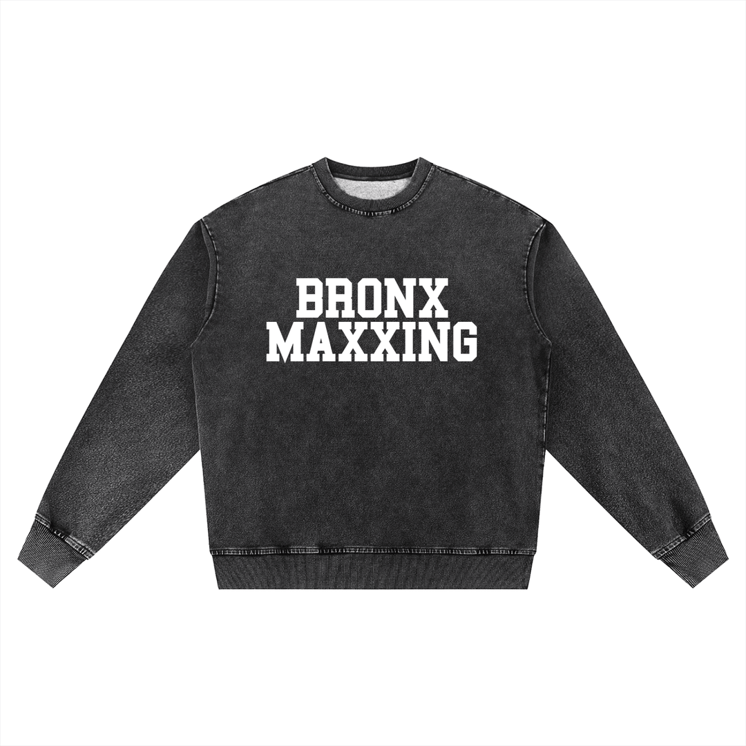 Bronx MAXXing Snow Wash Oversized Crewneck Sweatshirt by Bronx Native for New York summer