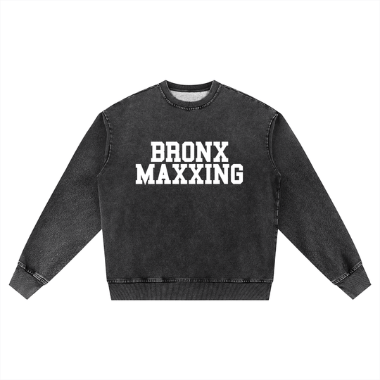 Bronx MAXXing Snow Wash Oversized Crewneck Sweatshirt by Bronx Native for New York summer