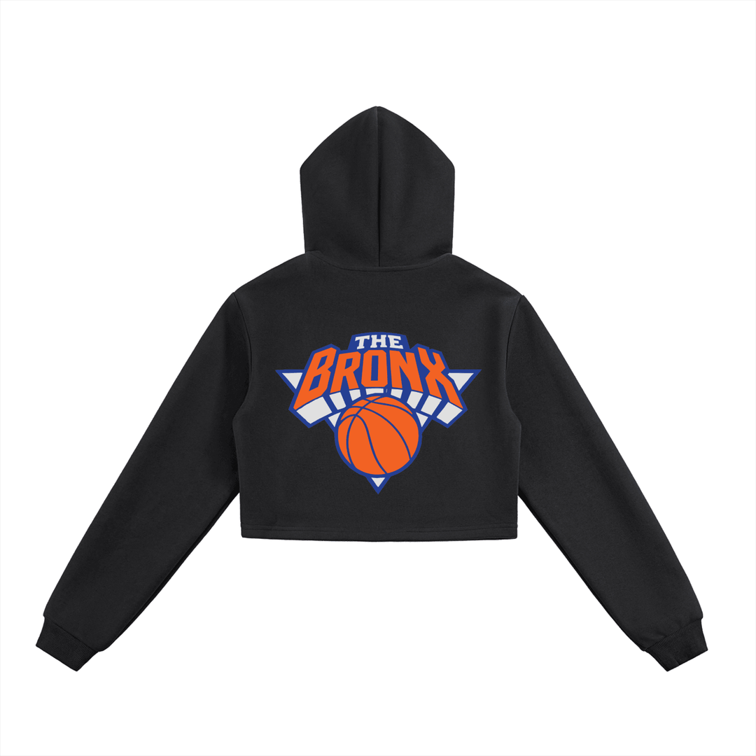 Bronx Basketball 2026 Playoff Edition Women's Essential Cropped Zip-Up Hoodie by Bronx Native
