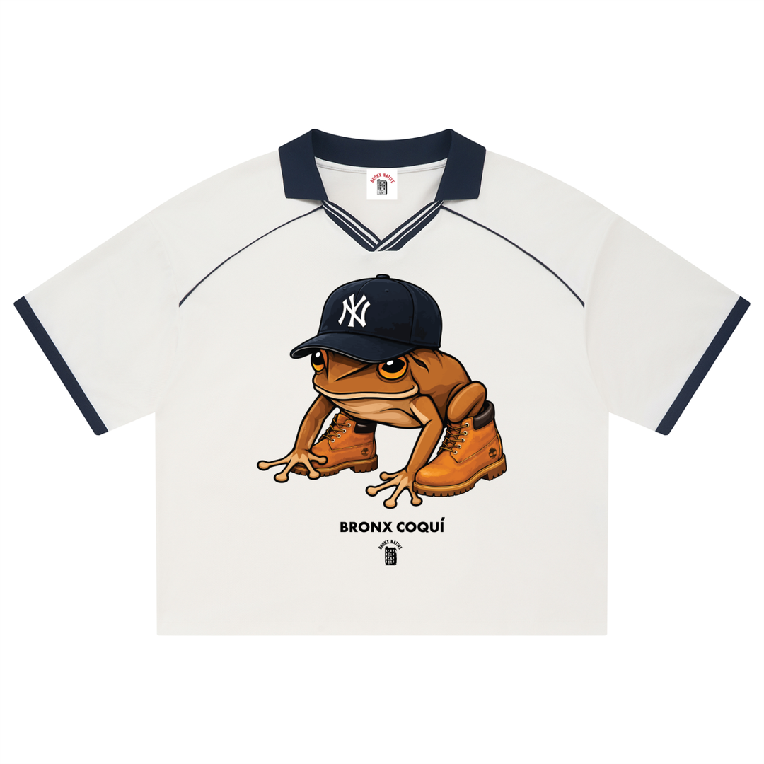 Bronx Coqui Unisex Collared Piping Boxy Soccer Jersey by Bronx Native - Puerto Rico Collection