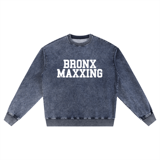 Bronx MAXXing Snow Wash Oversized Crewneck Sweatshirt by Bronx Native for New York summer