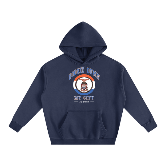 Boogie Down My City Classic Oversize Fleeced Hoodie by Bronx Native for New York summer
