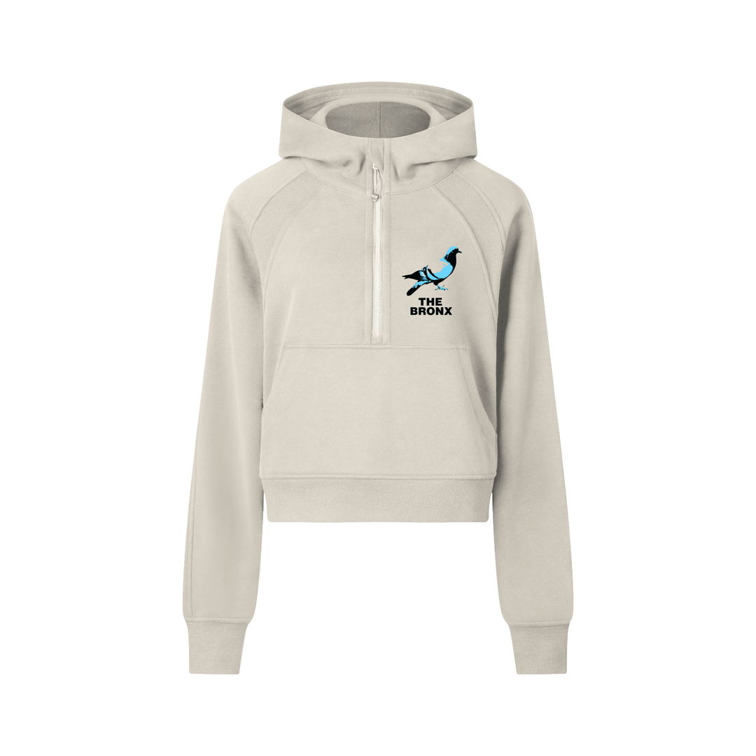 Bronx Pidgeon Cropped Half-Zip Hoodie