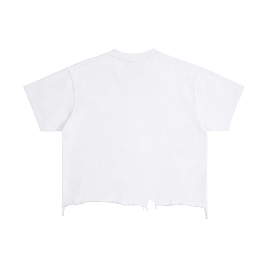 Cibaeña Vintage Wash Boxy Distressed Hem T-Shirt