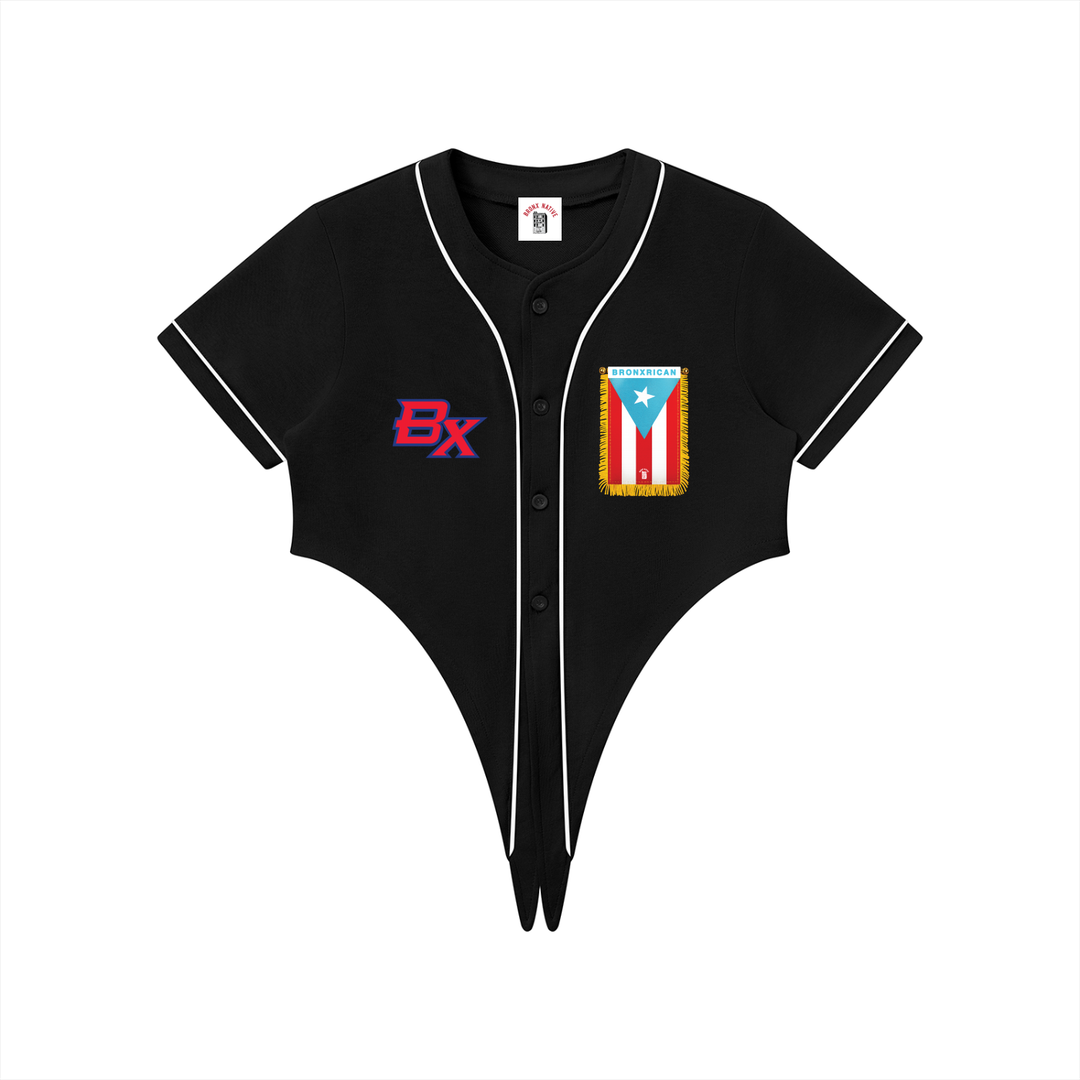 Women's BronxRican Piping Baseball Jersey by Bronx Native - Puerto Rico Collection