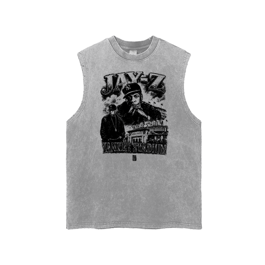 Snow Washed Frayed Hem Tank Top