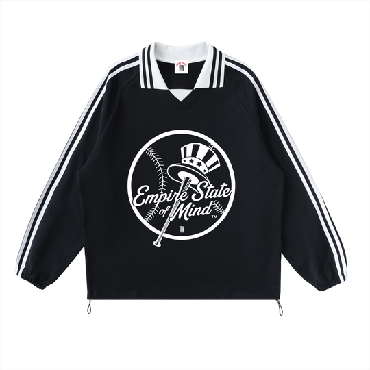 Empire State of Mind JZ x BX Takeover Contrast Striped Lapel Collar Sweatshirt
