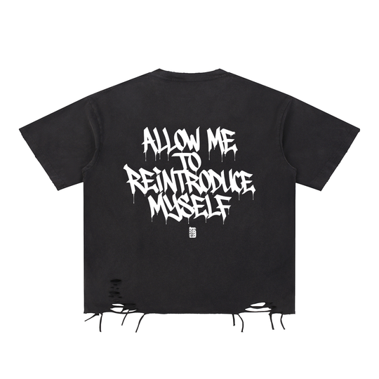 Jay-Z Discography Snow Washed Raw-Hem T-Shirt