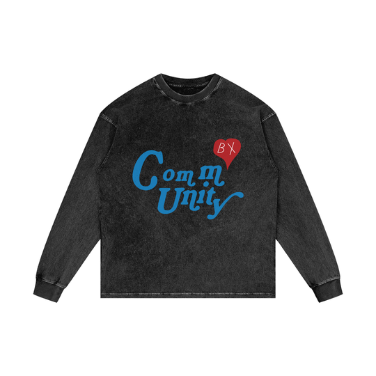 BX Community Acid Wash Oversize Long Sleeve T-Shirt