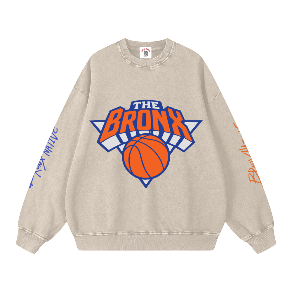 Bronx Basketball 2026 Playoff Edition Snow Washed Oversized Sweatshirt