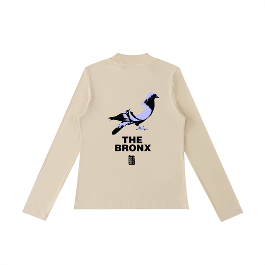 Bronx Pidgeon Womens Essential Mock Neck Long Sleeve T-Shirt