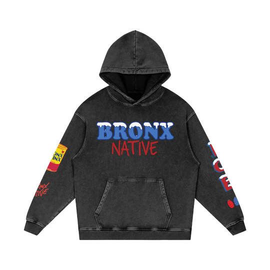 Bronx Native Bodega Ice Snow Washed Loose Cotton Hoodie