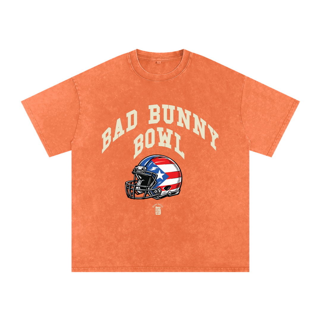 Bad Bunny Bowl Snow Washed Oversized Cotton T-Shirt