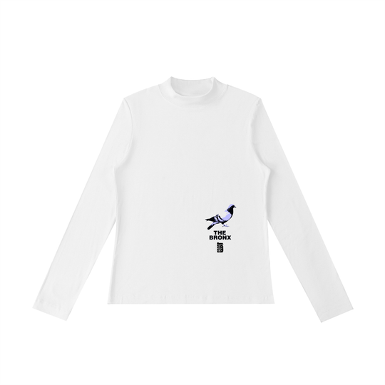 Bronx Pidgeon Womens Essential Mock Neck Long Sleeve T-Shirt