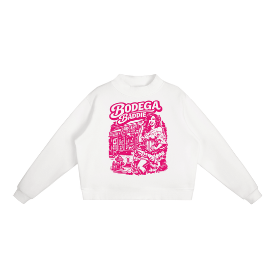 Bodega Baddie Essential Fleece Mock-Neck Crew Sweatshirt by Bronx Native