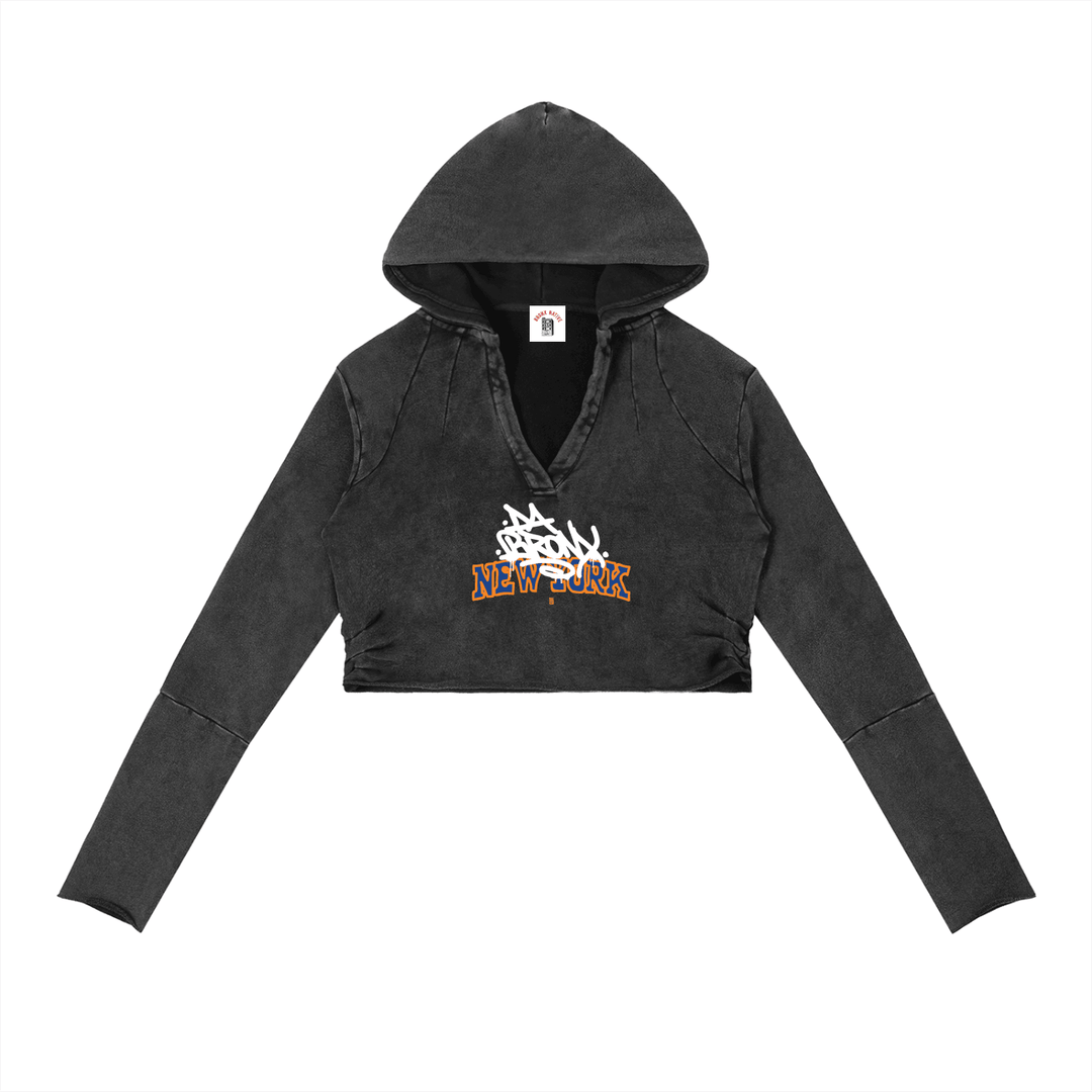 Bronx Basketball 2026 Playoff Edition Women's Vintage Washed Raw Edge Hoodie by Bronx Native