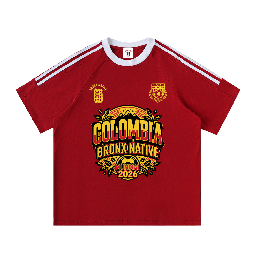 Colombia x Bronx Native Contrast Tape Soccer Cotton T-Shirt product image 3 of 4 by Bronx Native