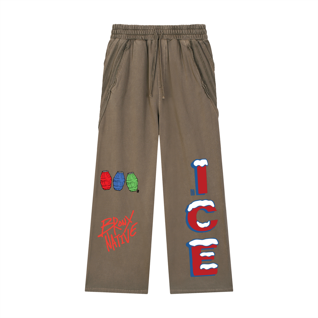 Bodega Ice Snow Washed Tape Raw Edge Sweatpants
