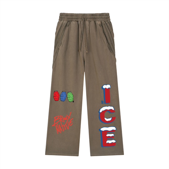 Bodega Ice Snow Washed Tape Raw Edge Sweatpants