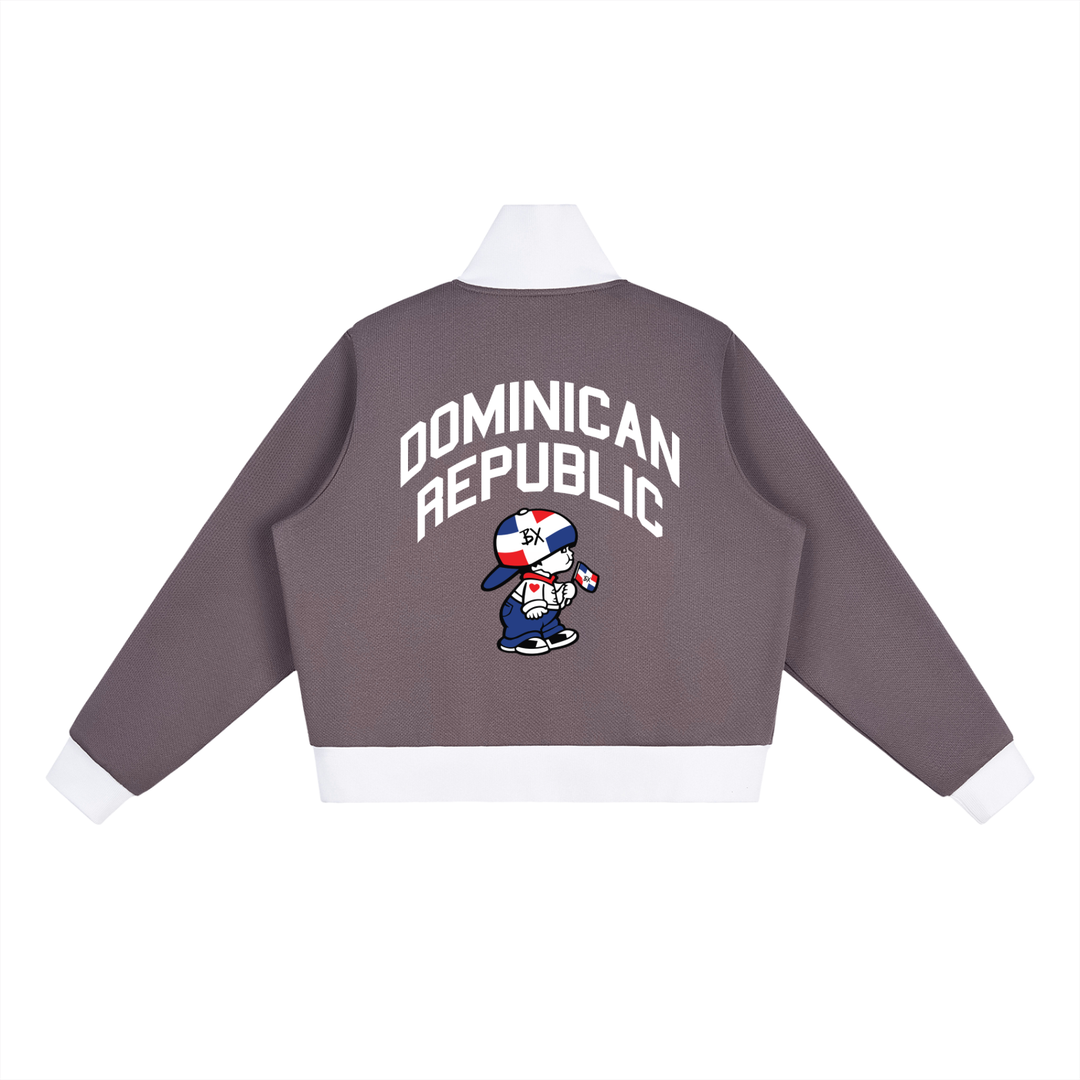 Bronx Native x DR Contrast Side Stripe Fleece Cropped Track Jacket