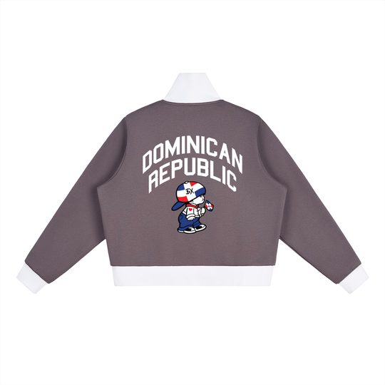Bronx Native x DR Contrast Side Stripe Fleece Cropped Track Jacket
