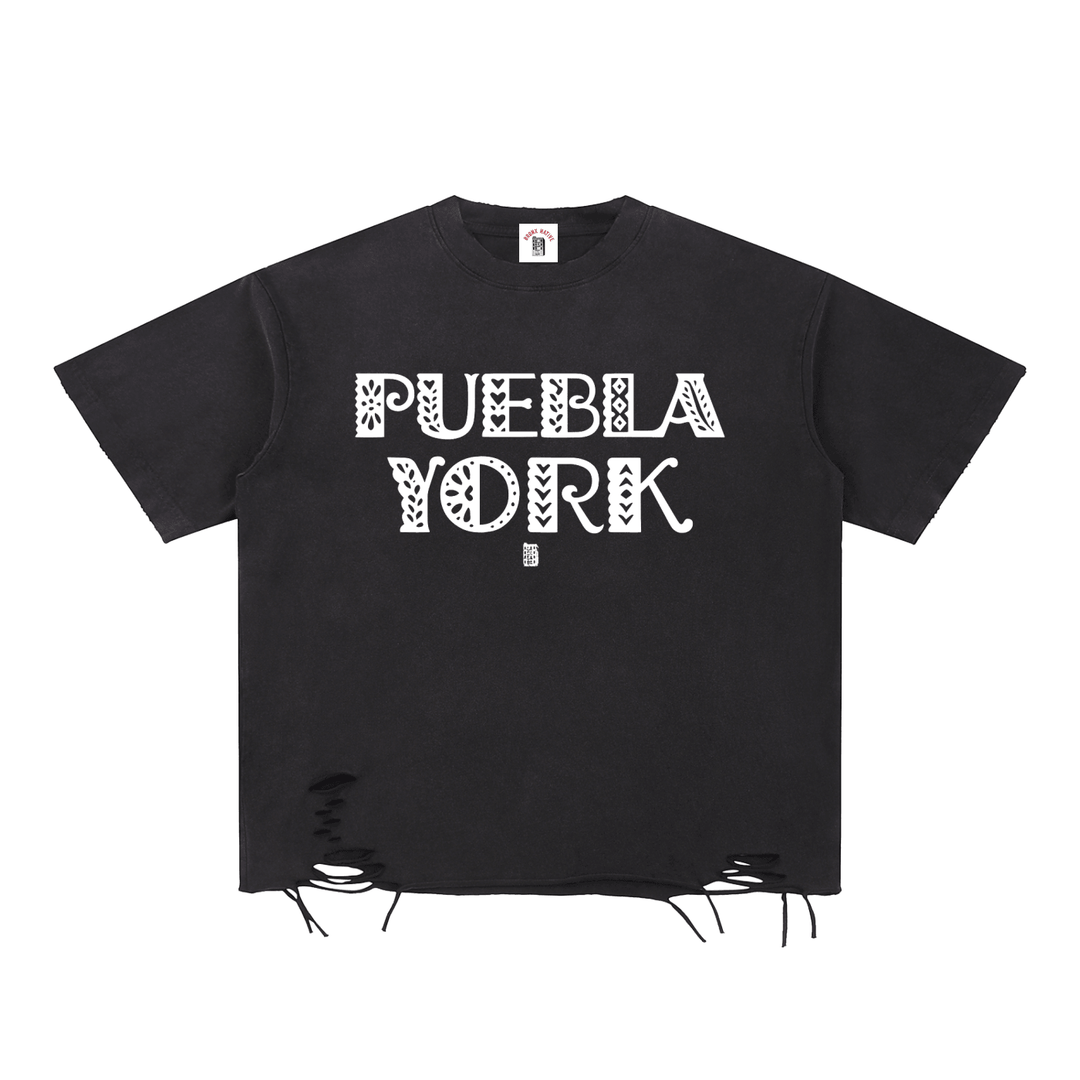 Puebla York Snow Washed Raw-Hem T-Shirt by Bronx Native