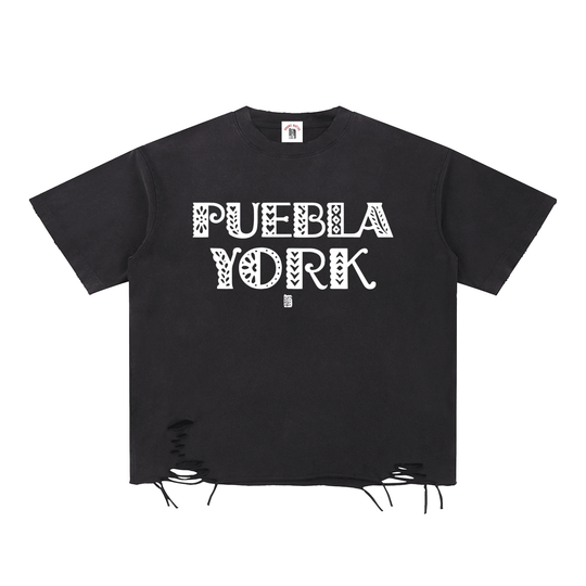 Puebla York Snow Washed Raw-Hem T-Shirt by Bronx Native