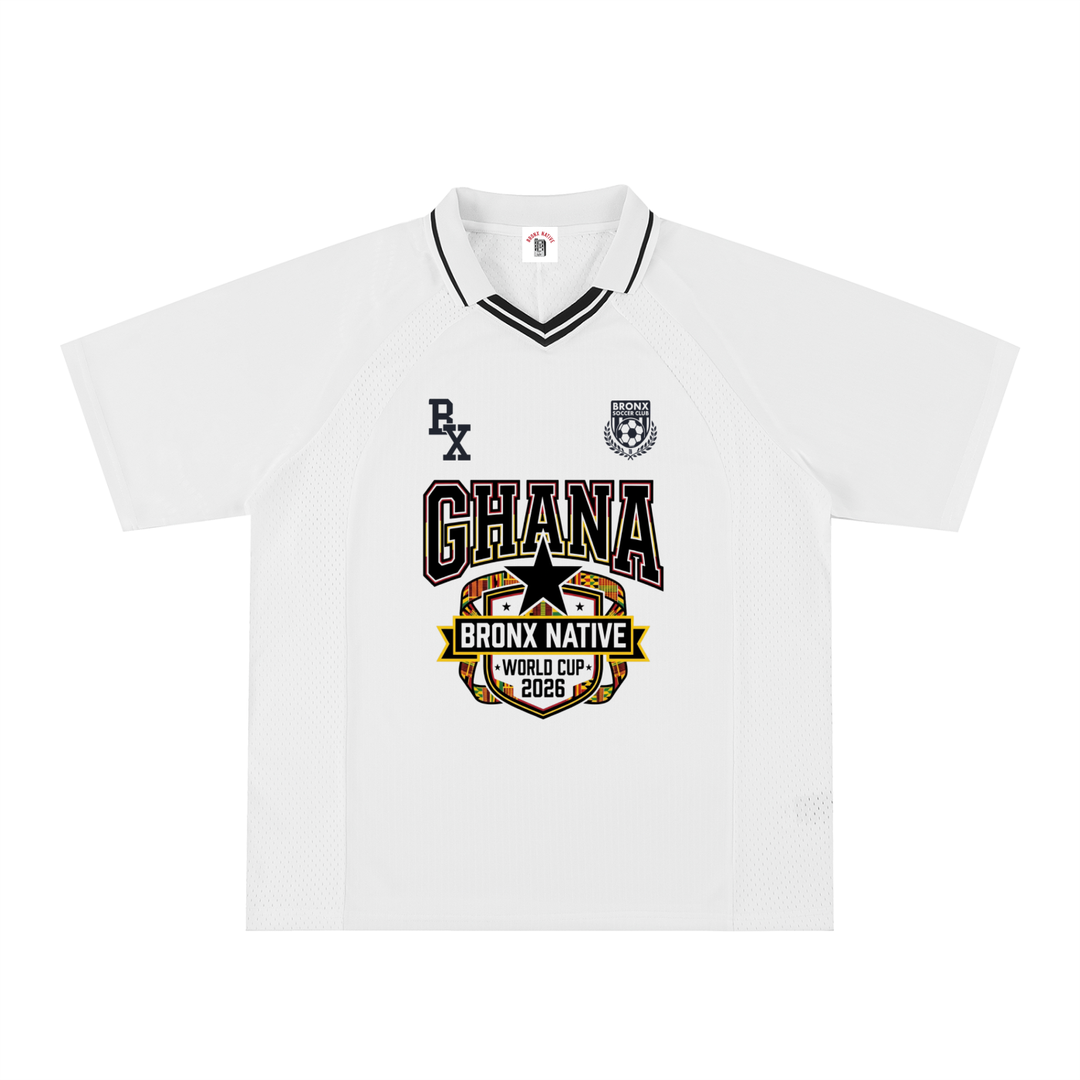 Ghana x Bronx Native Striped V-Neck Soccer Jersey product image 1 of 2 by Bronx Native