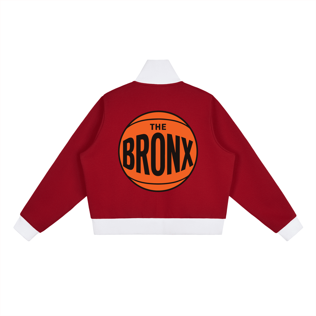 Bronx Basketball 2026 Playoff Edition Women's Contrast Side Stripe Fleece Cropped Track Jacket by Bronx Native