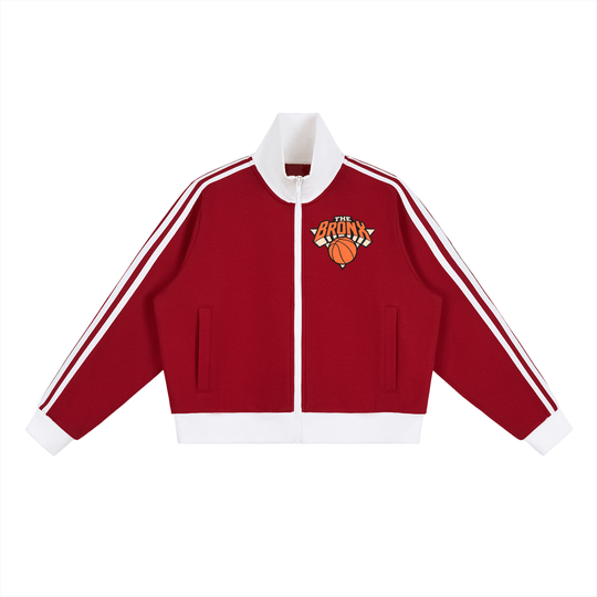 Bronx Basketball 2026 Playoff Edition Women's Contrast Side Stripe Fleece Cropped Track Jacket by Bronx Native
