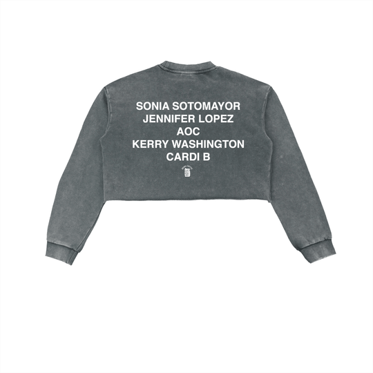 Bronx Girls Do It Better Snow Washed Raw Edge Cropped Sweatshirt by Bronx Native