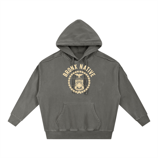 Bronx Native 718 Snow Washed Tape Raw Edge Hoodie