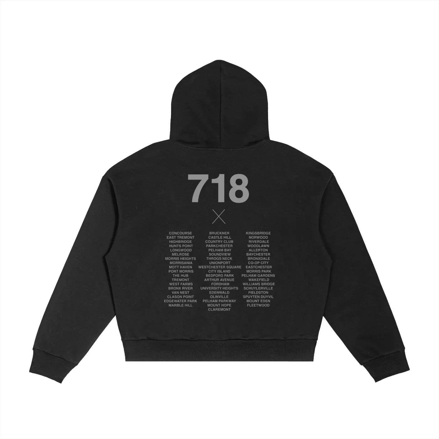 BX Crest 718 Contrast Plaid Boxy Zip Hoodie | Bronx Native – Bronx