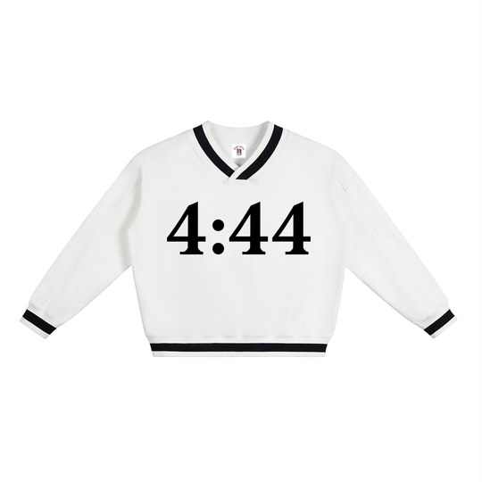 4:44 V-Neck Contrast Collar Boxy Sweatshirt