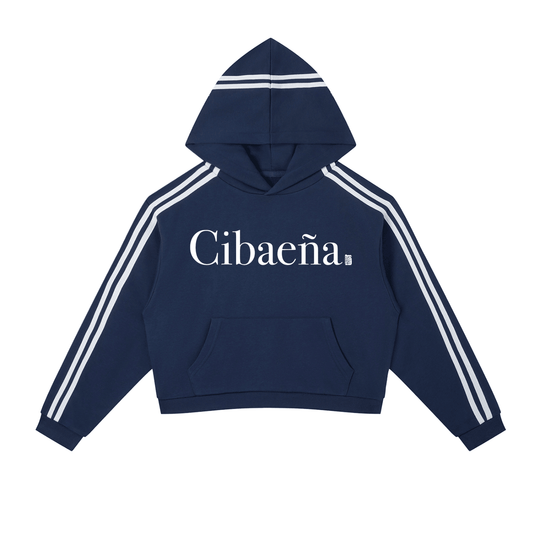 Cibaeña Womens Side Stripe Cropped Hoodie