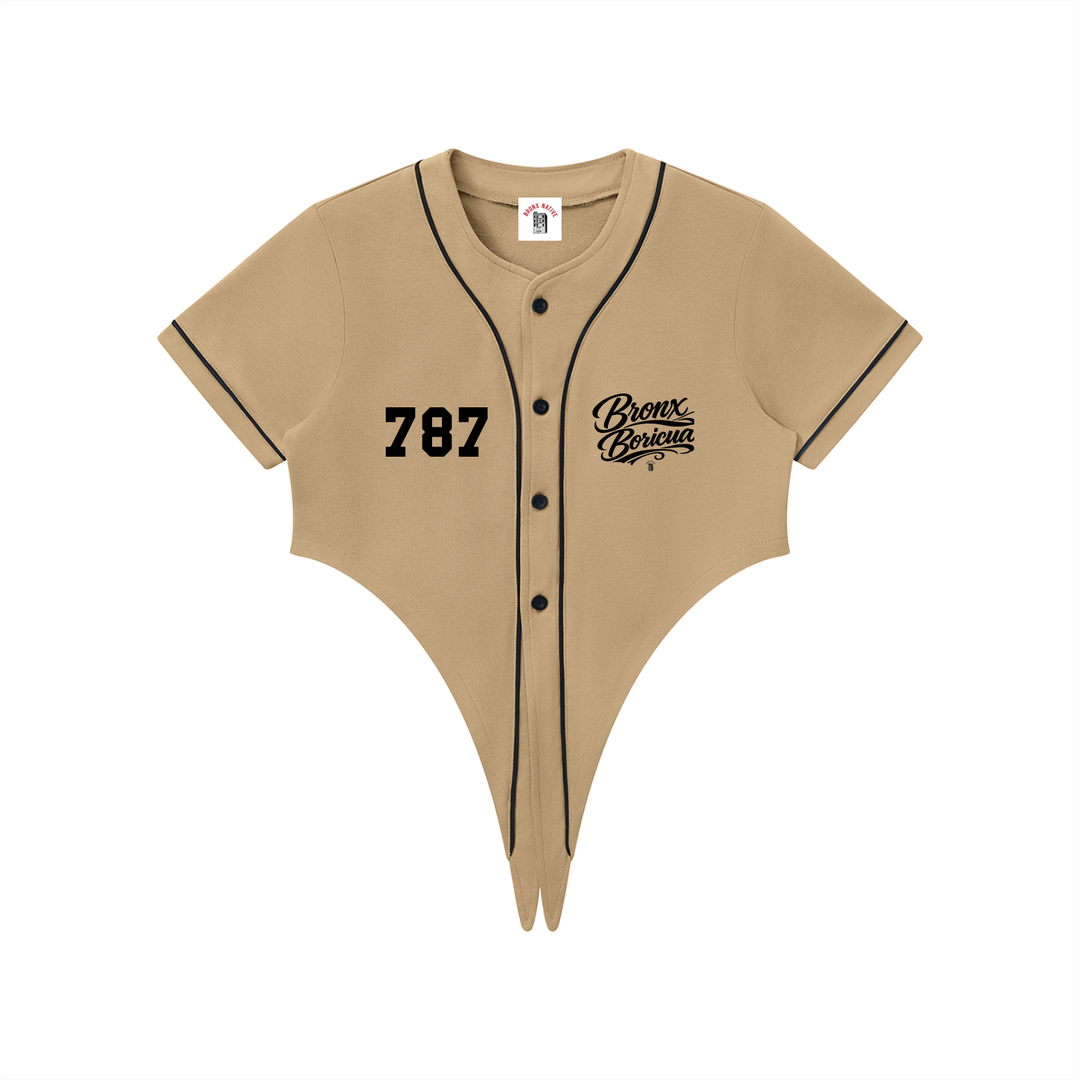 Women's Bronx Boricua Piping Baseball Jersey by Bronx Native - Puerto Rico Collection