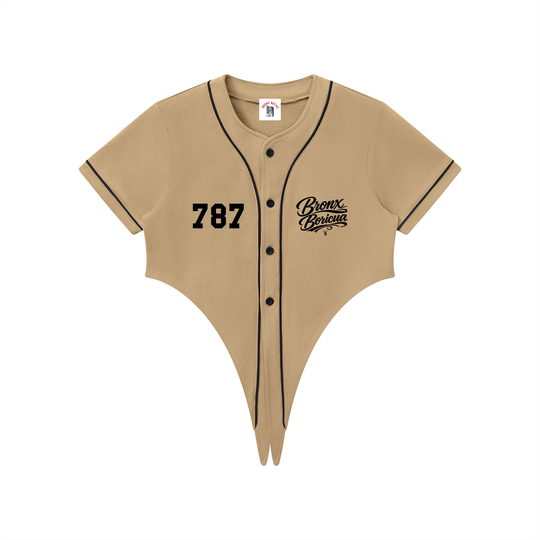 Women's Bronx Boricua Piping Baseball Jersey by Bronx Native - Puerto Rico Collection