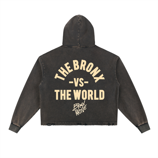 Vintage Washed Frayed-Hem Hoodie