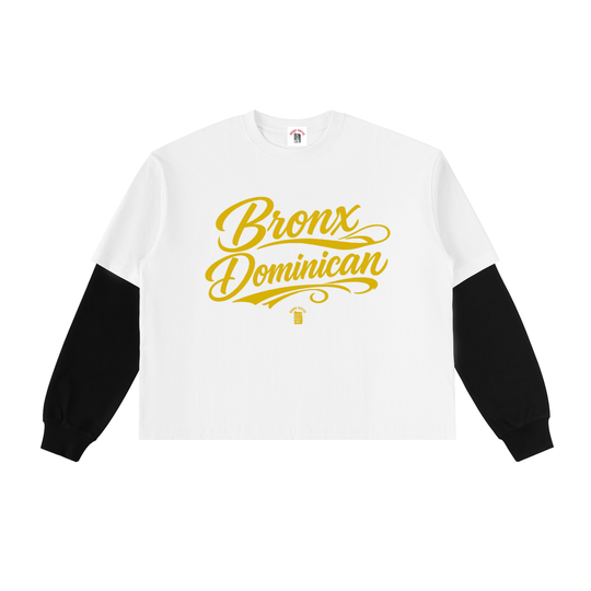 Bronx Dominican Layered Contrast Sleeve Cotton T-Shirt