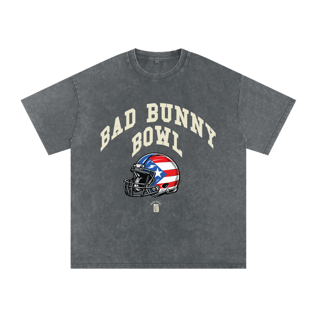 Bad Bunny Bowl Snow Washed Oversized Cotton T-Shirt