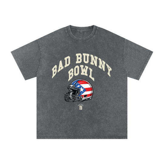 Bad Bunny Bowl Snow Washed Oversized Cotton T-Shirt