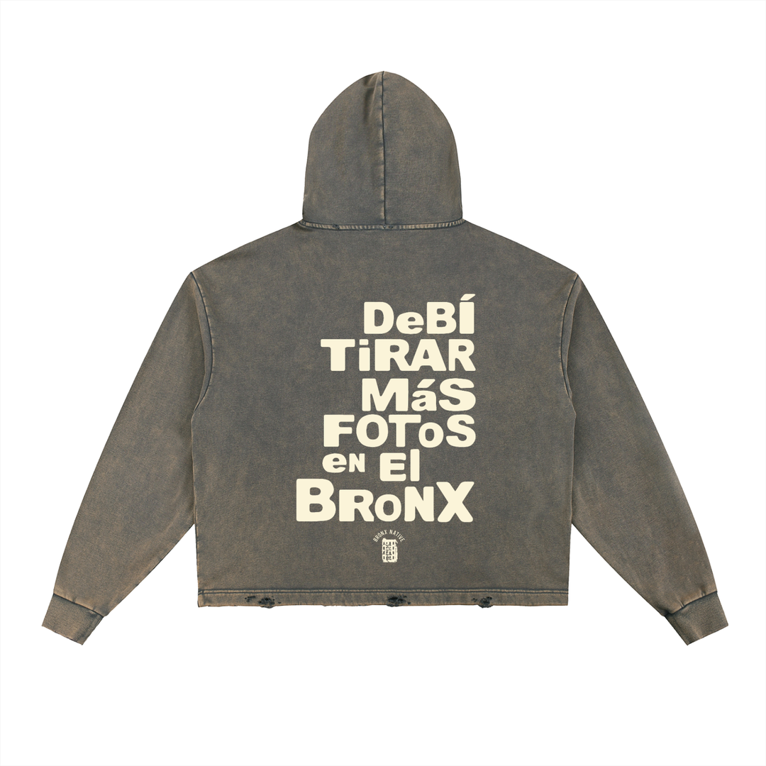 DTMF en El Bronx Vintage Washed Frayed-Hem Hoodie