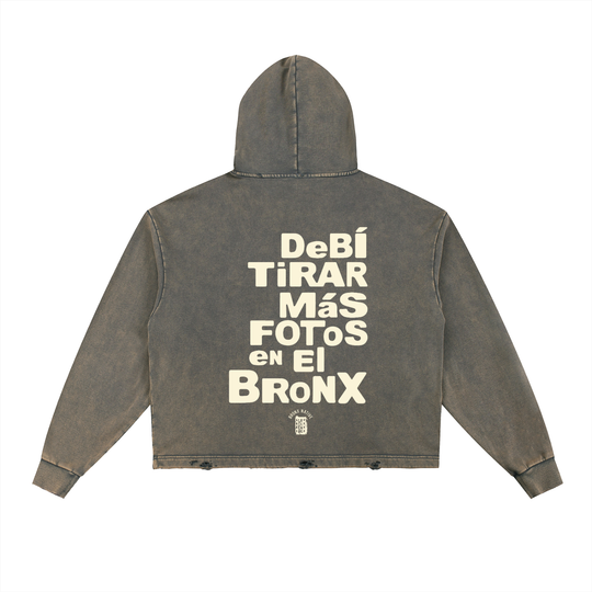 DTMF en El Bronx Vintage Washed Frayed-Hem Hoodie