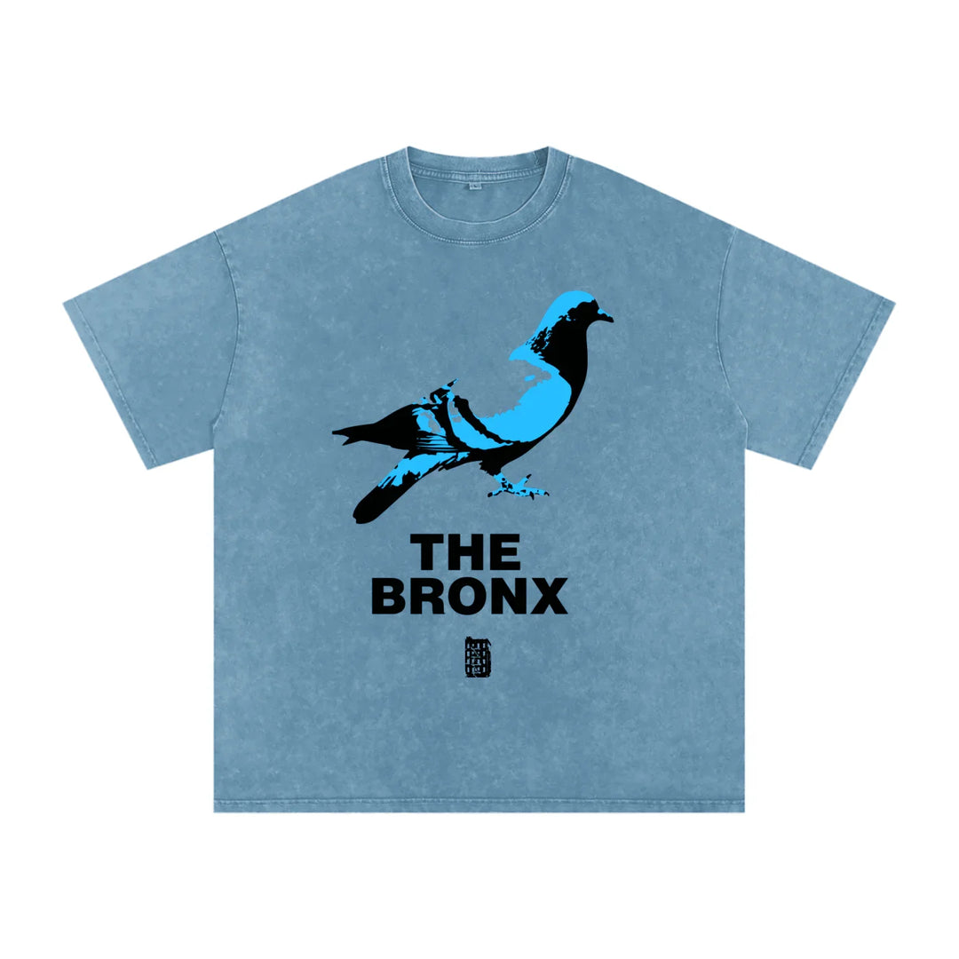 The Bronx Pidgeon Snow Washed Oversized Cotton T-Shirt