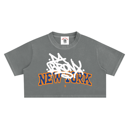 Bronx Basketball 2026 Playoff Edition Women's Snow Washed Crop Top by Bronx Native