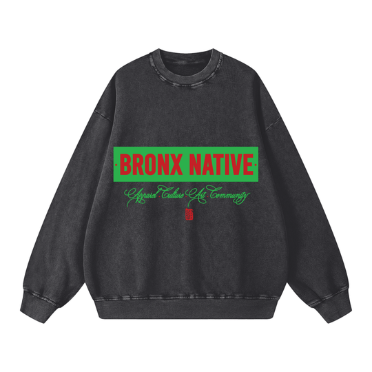 Bronx Native Apparel Art Community Snow Washed Oversized Sweatshirt