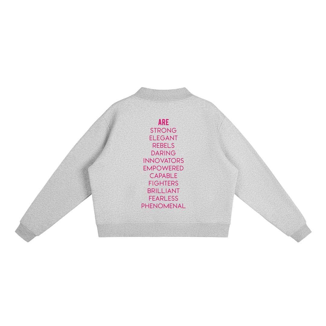 Bronx Women Are Essential Fleece Mock-Neck Crew Sweatshirt