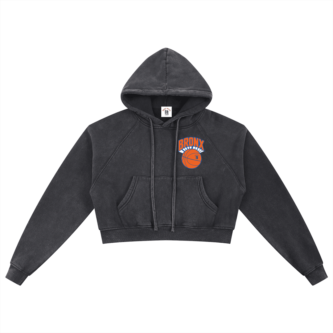 Bronx Basketball 2026 Playoff Edition Women's Snow Washed Cropped Hoodie by Bronx Native