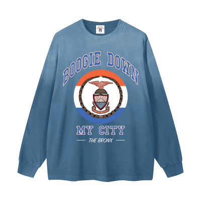 Boogie Down My City Gradient Washed Long Sleeve T-Shirt